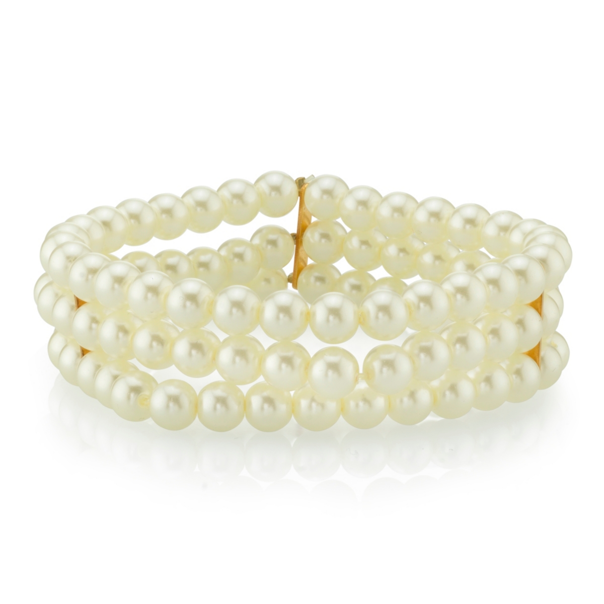 Gold-Tone Simulated Pearl 3-Row Bracelet - Pearl
