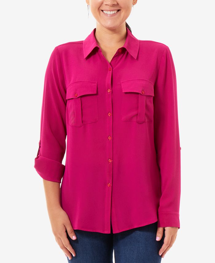 Striped Roll-Tab Sleeve Utility Shirt