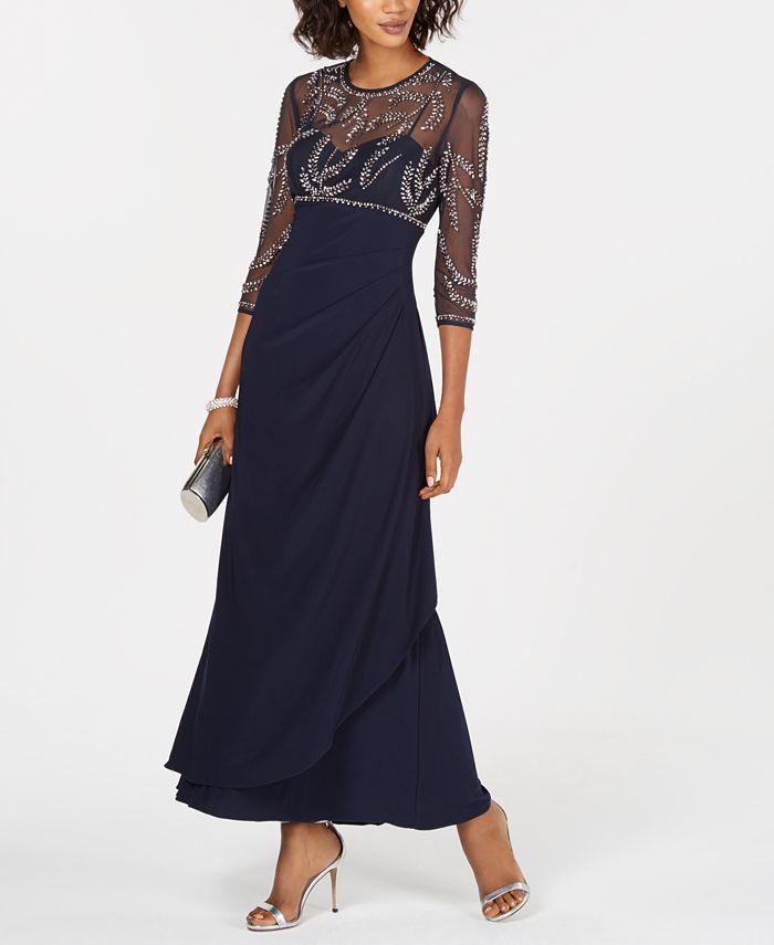 Betsy & Adam Petite Beaded Ruched Gown & Reviews - Dresses - Petites ...