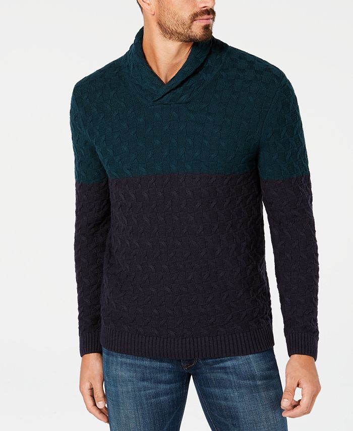 Tasso Elba Men's Monza Cable-Knit Shawl-Collar Sweater, Created for ...