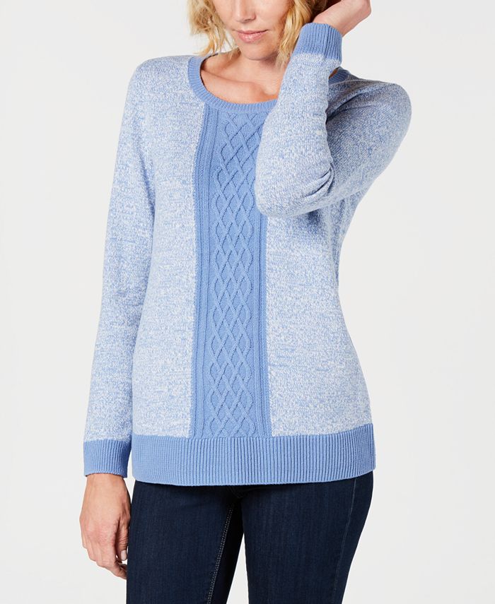 Karen Scott Petite Colorblocked Sweater, Created for Macy's - Macy's