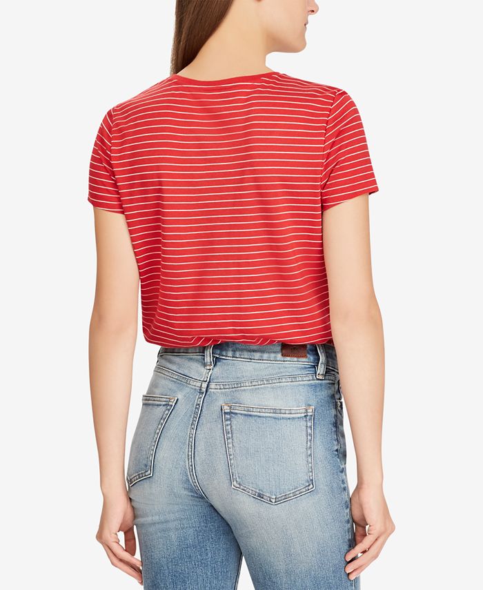 Lauren Ralph Lauren Striped Logo T-Shirt & Reviews - Tops - Women - Macy's