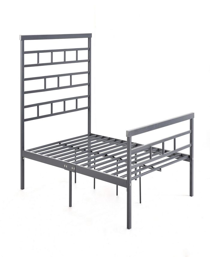Hodedah Complete Metal QueenSize Bed with Headboard, Footboard, Slats