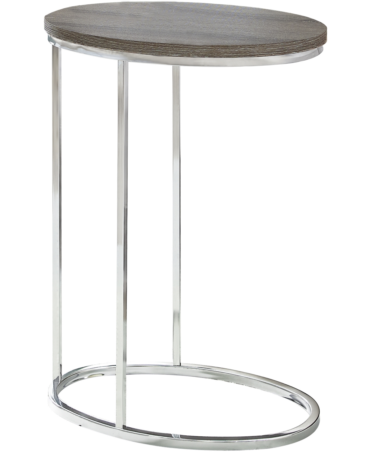 UPC 680796000011 product image for Monarch Specialties Chrome Metal Oval Edgeside Accent Table in Dark Taupe | upcitemdb.com