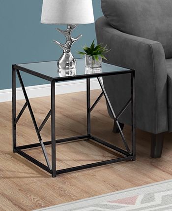 Monarch Specialties - End Table - Black Nickel Metal Mirror Top