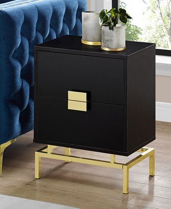 Monarch Specialties - Accent Table - 24"H Cappuccino Gold Metal