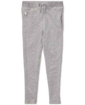 Shop Polo Ralph Lauren Toddler And Little Girls French Terry Leggings In Light Grey Heather