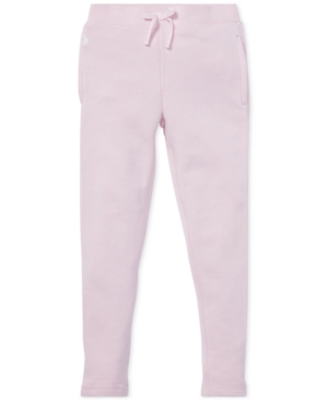 Shop Polo Ralph Lauren Toddler And Little Girls French Terry Leggings In Hint Of Pink