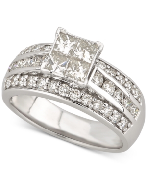 image of Diamond Princess Cluster Engagement Ring (1-1/2 ct. t.w.) in 14k White Gold