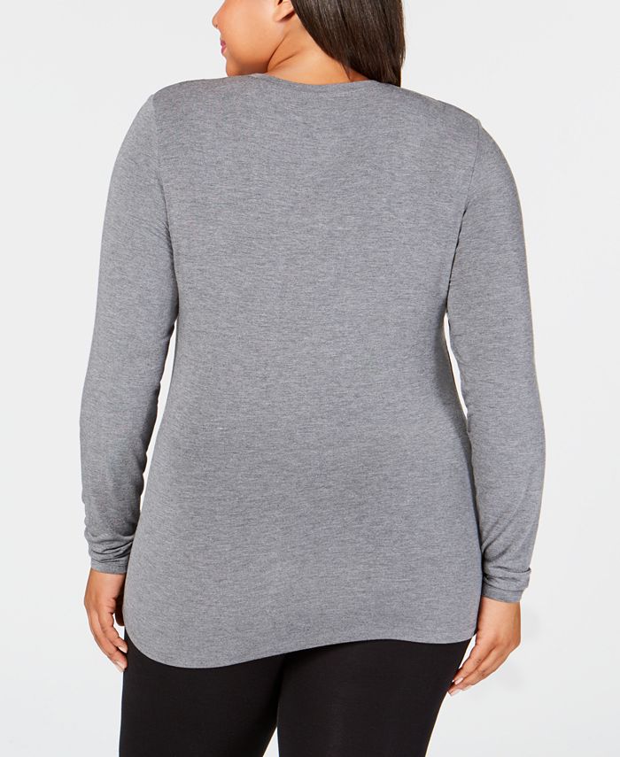 Cuddl Duds Women's Plus Size Fleecewear Top - Soft Stretch Crew Neck Long Sleeve