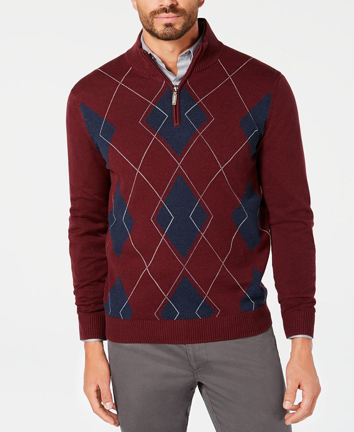 Mens red argyle online sweater