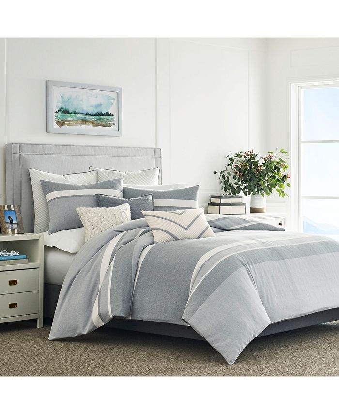 Nautica Clearview Gray Cotton 3-Pc. King Duvet Cover Set - Macy's