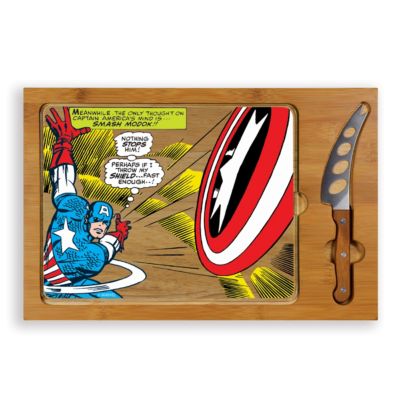 Picnic Time - Marvel's Captain America Icon Glass Top Cutting Board & Knife Set