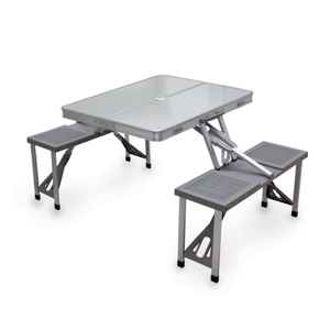 Picnic Time Oniva By  Aluminum Portable Picnic Table With Seats In Silver