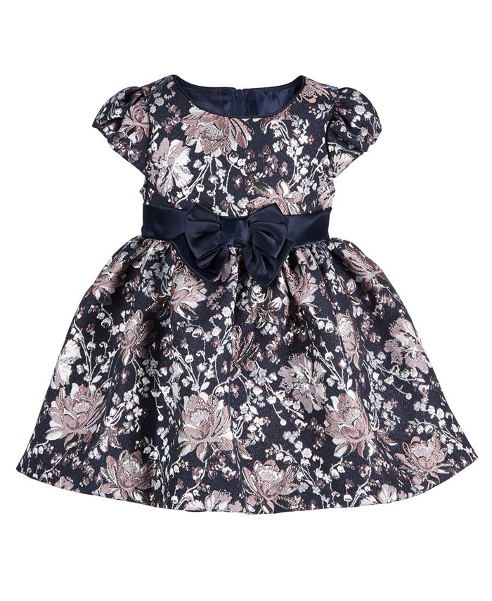 Bonnie Baby Baby Girls Floral-Brocade Dress - Macy's