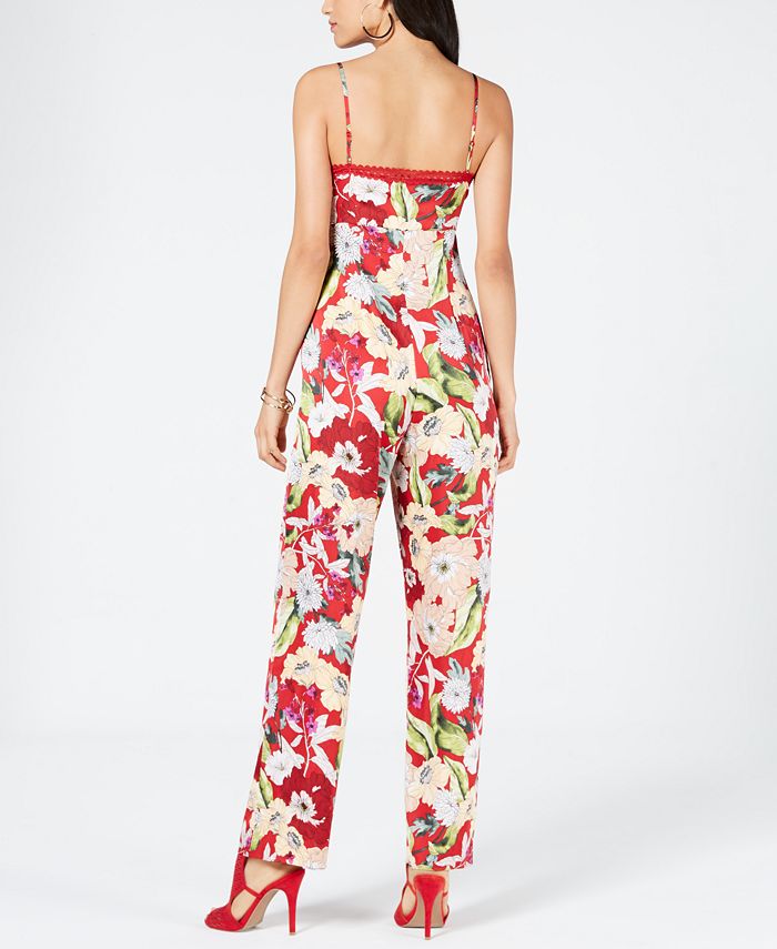 GUESS Floral-Print Jumpsuit - Macy's