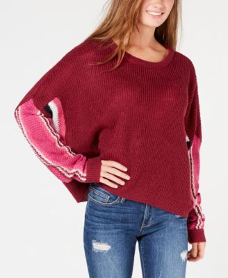 Ultra Flirt - Juniors' Striped Dolman-Sleeve Sweater