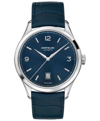 Montblanc - Men's Swiss Automatic Heritage Chronom&eacute;trie Blue Alligator Skin Leather Strap Watch 40mm