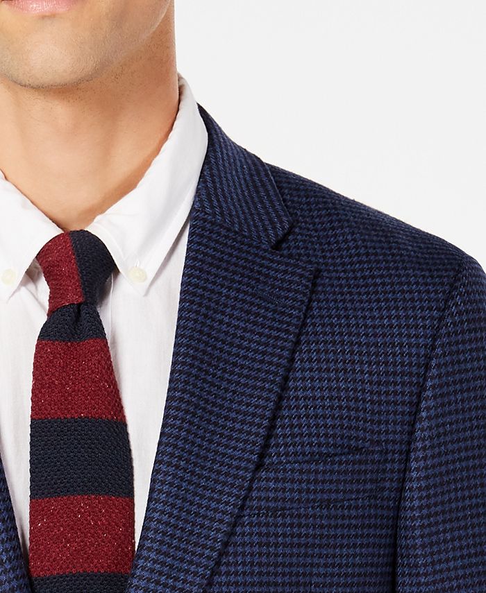 Tommy Hilfiger Men's ModernFit TH Flex Stretch Navy/Blue Houndstooth