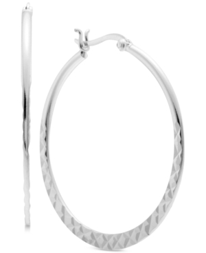 image of Essentials Textured Medium Medium Hoop Earrings in Fine Silver-Plate