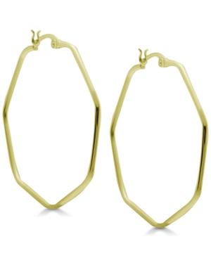 image of Essentials Hexagon Large Medium Hoop Earrings in Gold Plate