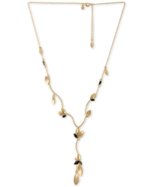 image of Rachel Rachel Roy Gold-Tone Crystal & Petal Lariat Necklace, 18