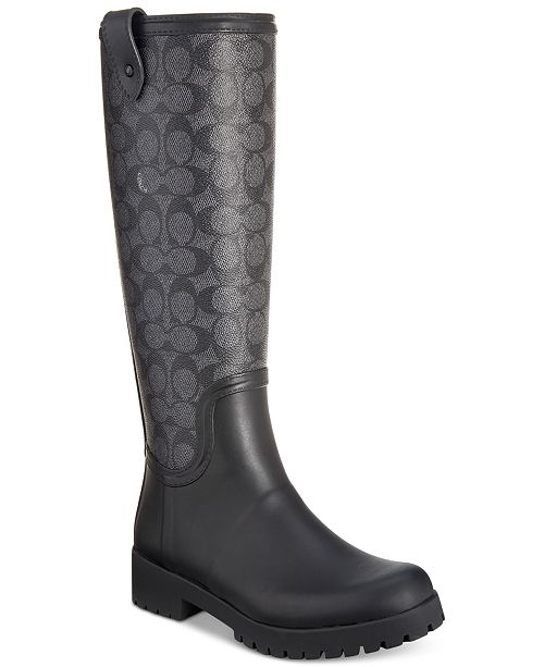 coach green rain boots