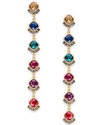 INC International Concepts - Gold-Tone Multi-Crystal Linear Drop Earrings