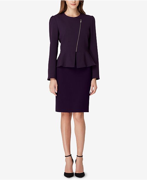 Tahari ASL Petite AsymmetricalZip Peplum Skirt Suit & Reviews Wear