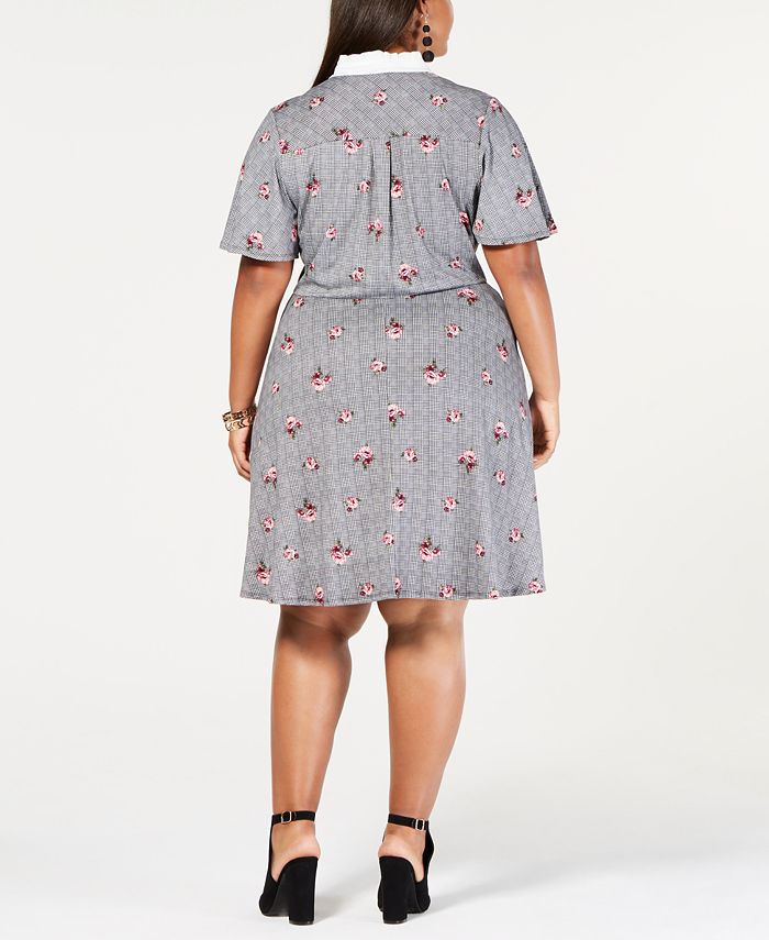 Monteau Trendy Plus Size Collared Faux-Wrap Dress - Macy's