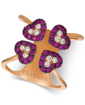 image of Le Vian Ruby (3/4 ct. t.w.) & Diamond (1/4 ct. t.w.) Heart Ring in 14k Rose Gold