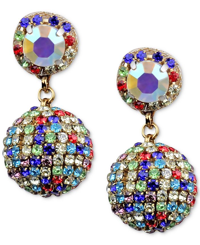Deepa Silver-Tone Crystal Ball Drop Earrings - Macy's