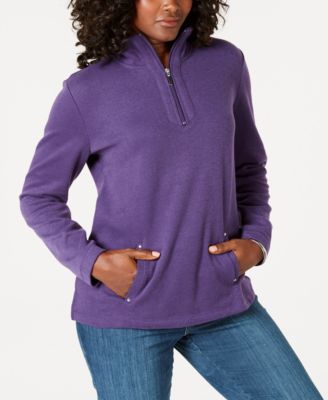 Karen Scott - Petite Half-Zip Pullover Top