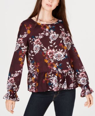 BCX - Juniors' Floral Peplum Top