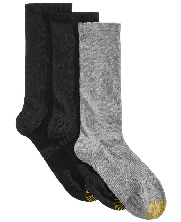 Gold Toe - 3-Pk. Women's Non-Binding Flat-Knit Crew Socks
