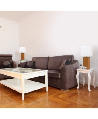 Elegant Designs 2 Pack Modern Leather Table Lamps with White Fabric Shades