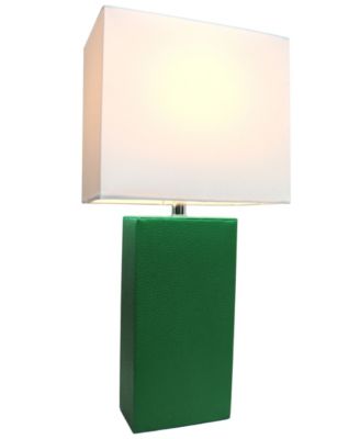 Elegant Designs Modern Leather Table Lamp with White Fabric Shade