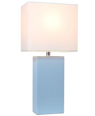 Elegant Designs Modern Leather Table Lamp with White Fabric Shade