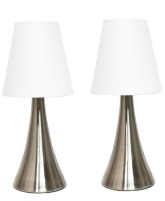 Simple Designs Valencia 2  Pack Mini Touch Table Lamp Set with Fabric Shades