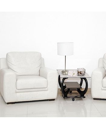 Simple Designs - Brushed Nickel Stick Lamp with Fabric Shade