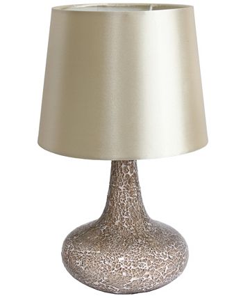Simple Designs - Mosaic Tiled Glass Genie Table Lamp with Fabric Shade
