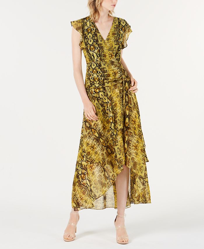 Bar III Ruched Python Printed Maxi Dress, Created for Macy's & Reviews ...