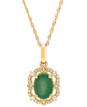 image of Emerald (3/4 ct. t.w.) & Diamond (1/10 ct. t.w.) 18