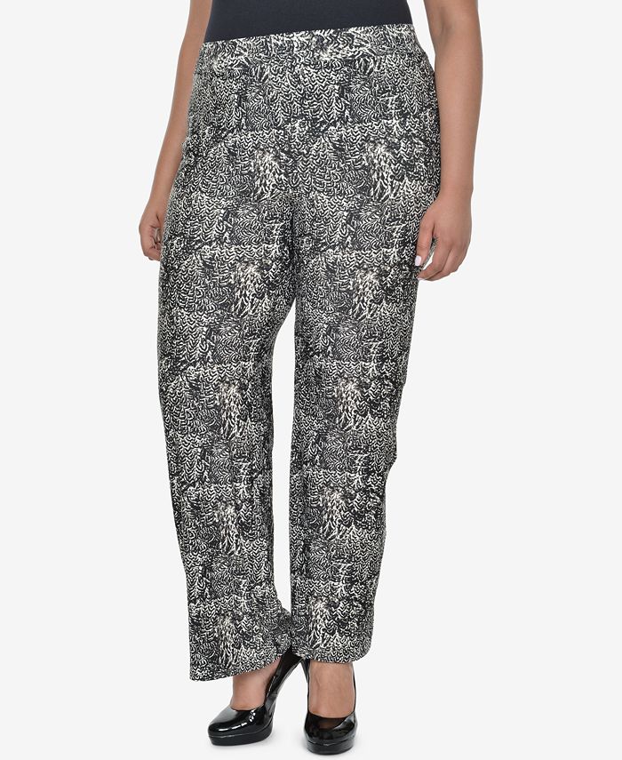 NY Collection - Plus Size Printed Pull-On Pants