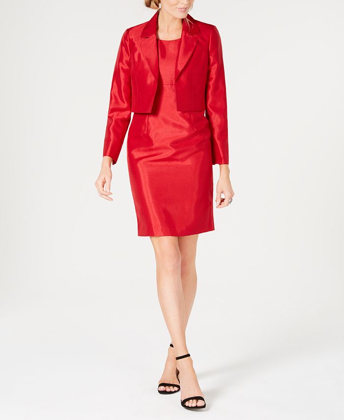 Le Suit Shiny Flyaway Jacket & Dress Suit Macy's