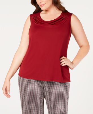 Nine West - Plus Size Drape-Neck Shell