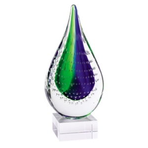 Badash Crystal Teardrop Art Glass Sculpture In Multi