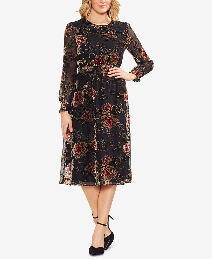 Vince camuto shop floral velvet dress