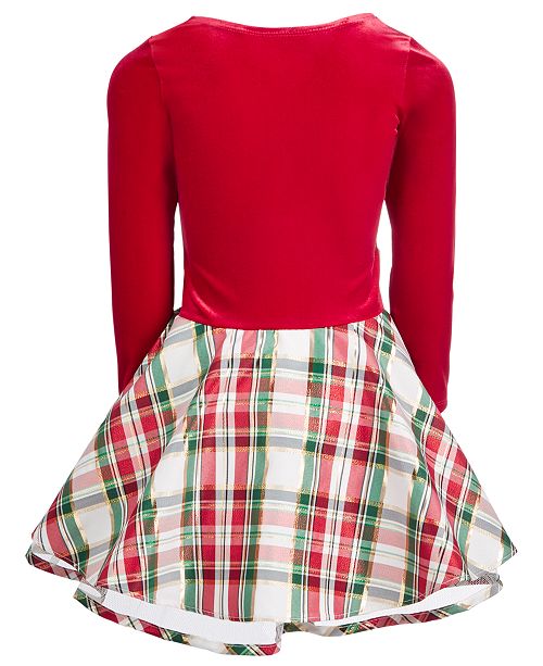 Bonnie Jean Natalia Illusion Metallic Stripe Pleat Dress
