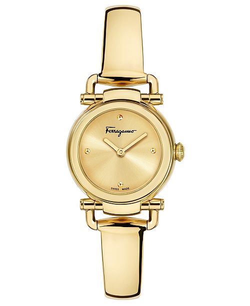 Ferragamo Women S Swiss Gancino Casual Gold Tone Stainless Steel